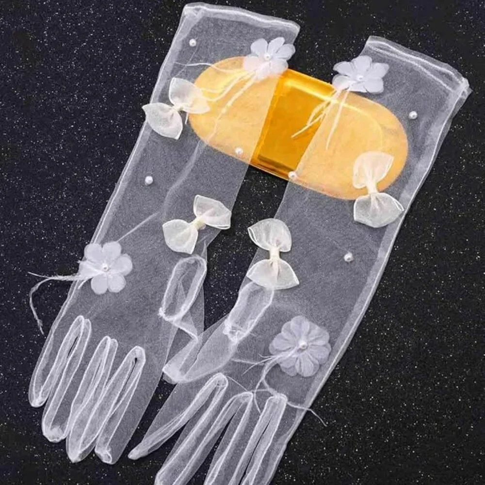 Lace Glove Pearl Tulle Gloves